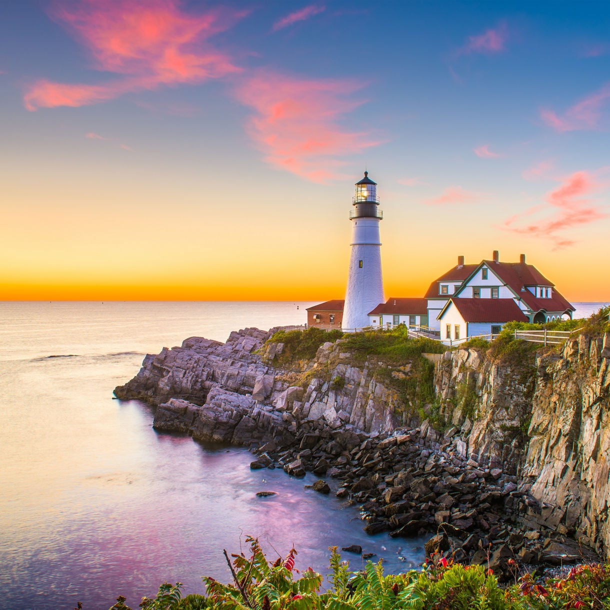 Cruise ship sailing along the New England and Canada coastline during autumn