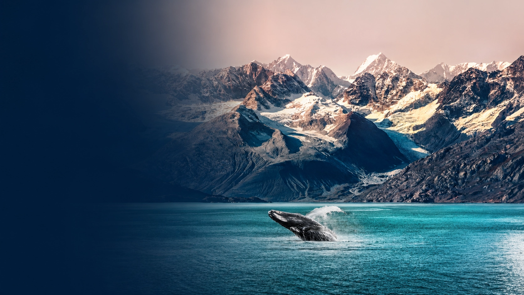 Cruise ship sailing near glaciers in Alaska