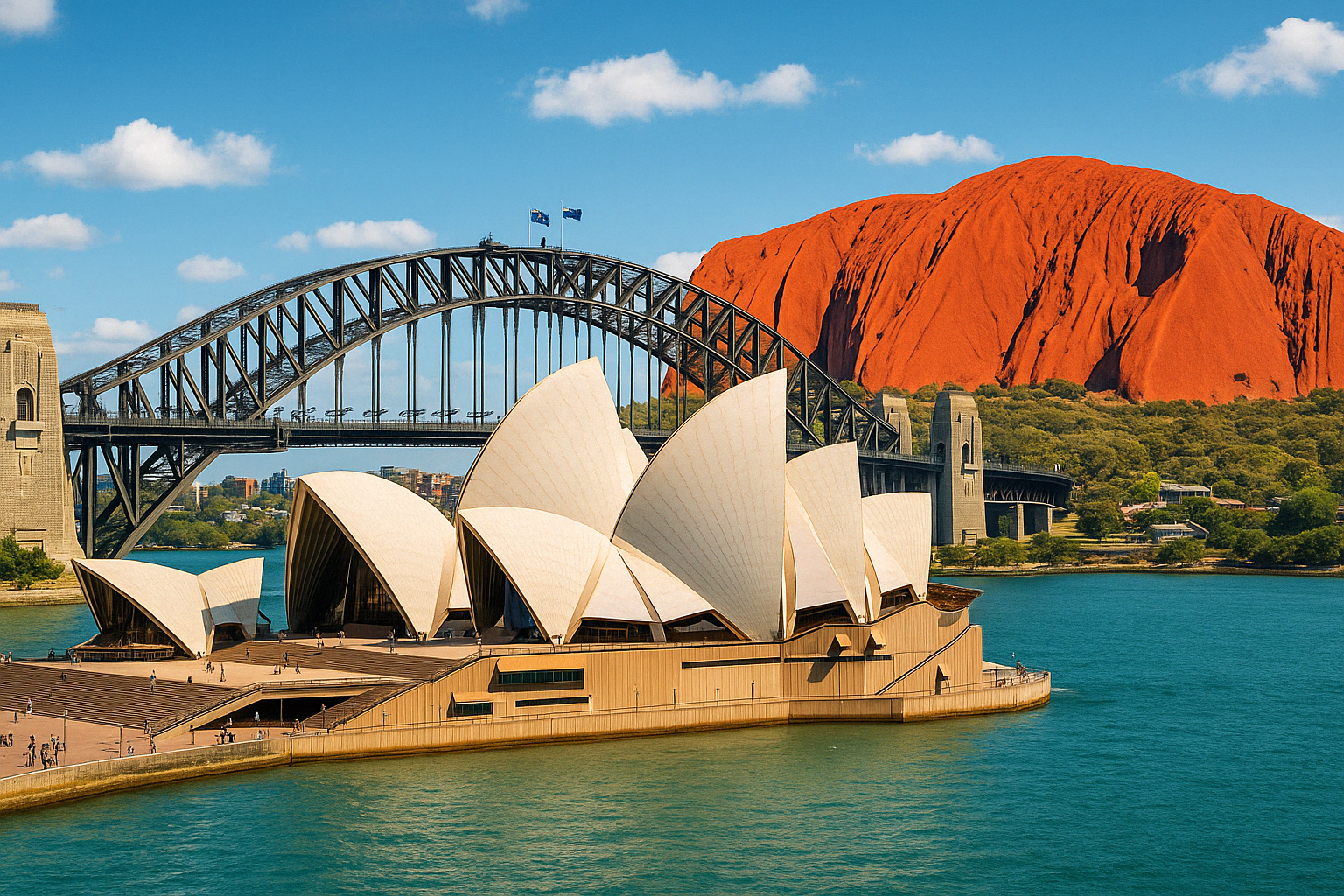 Cruise ship sailing near Australia and New Zealand coastal scenery