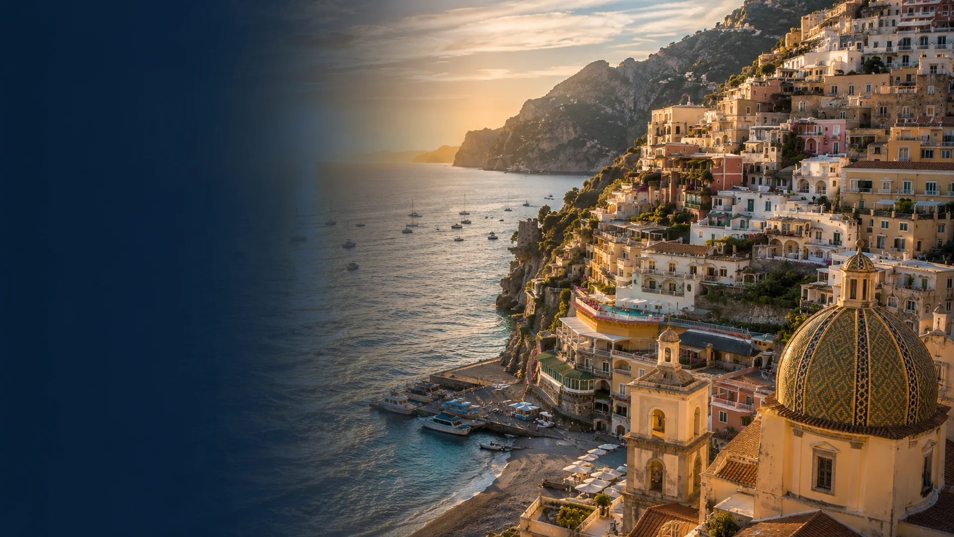 Cruise ship sailing along the Mediterranean coastline